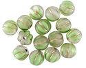 Czech Glass Matte Mossy Path Mix w/ Gold Melon Round 8mm