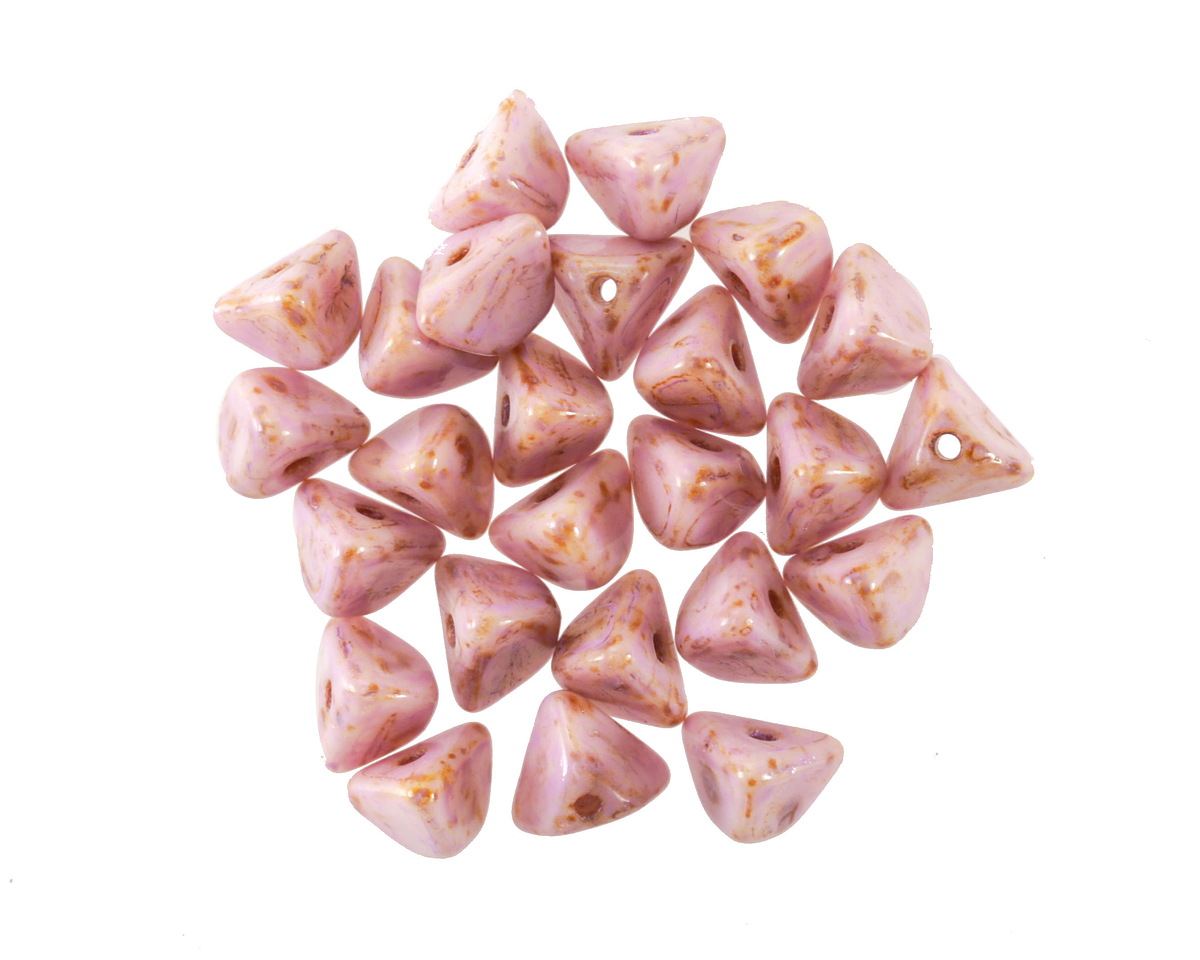 Czech Glass Luster Rose Pink Picasso Half Pinch Bead 4x7mm