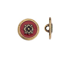 TierraCast Antique Brass (plated) Cherry Red Blossom Button 14mm