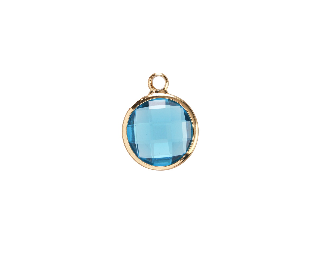 Capri Crystal Round Drop in Gold Finish Bezel 12.8x16.5mm