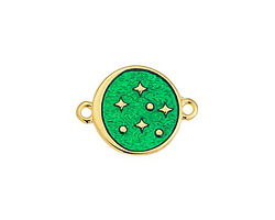 24K Gold (plated) Transparent Emerald Enamel Starry Night Focal Link 15x20mm