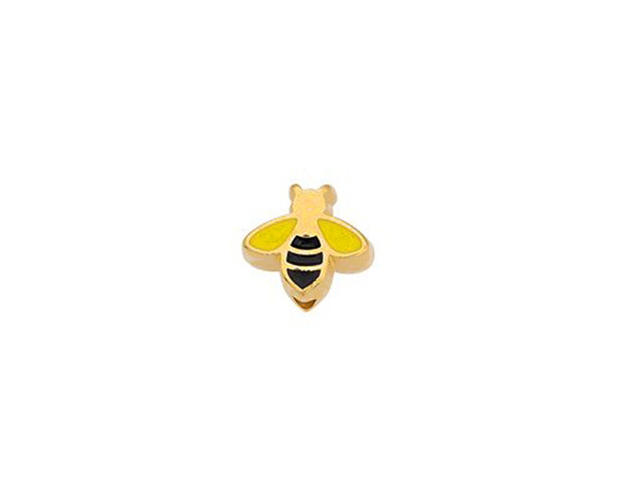 24K Gold (plated) Enamel Bee Bead 10x10.8mm