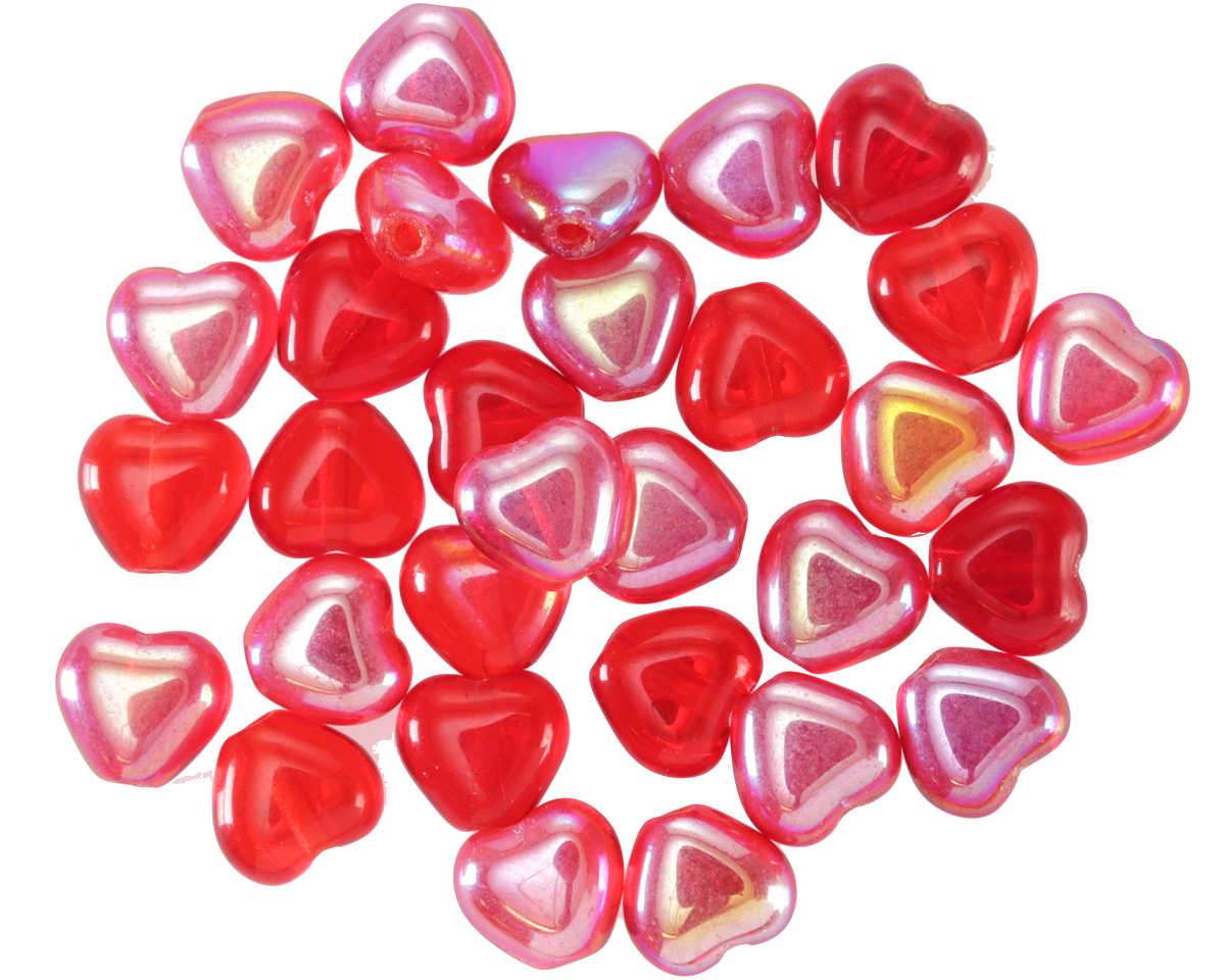 Czech Glass Ruby Red AB Small Heart 5x6mm