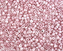 TOHO Marbled Opaque White/Pink Round 11/0 Seed Bead