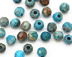 Larimar Blue Crazy Lace Agate Faceted Round (Large Hole) 8mm