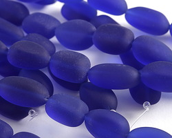 Royal Blue Beach-Style Glass Oval Nugget 17-22x13-14mm