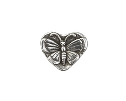 Green Girl Pewter Butterfly Heart Button 20x17mm