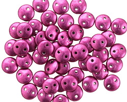 CzechMates Glass ColorTrends: Sueded Gold Fuchsia Red 2-Hole Lentil 6mm