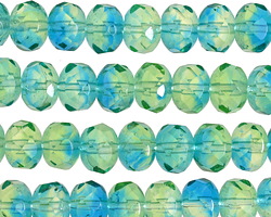 Czech Glass Beryl Fire Polished Rondelle 6x8mm