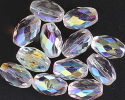 Czech Glass Crystal AB Fire Polished Rice 12x8mm