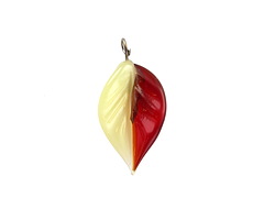 Czech Glass Raspberry Chiffon Twisted Leaf Drop 11x22mm