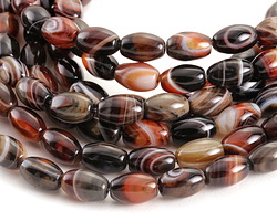 Brown Line Agate Rice 9x12mm