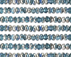Czech Glass Capri Blue AB w/ Silver Fire Polished Rondelle 2.5x4mm