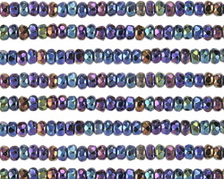 Czech Glass Iris Blue Gem Cut Fire Polished Rondelle 2x3mm