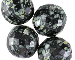 Czech Glass Jet Picasso Fire Polished Round 20mm