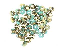 Czech Glass Spring Day w/ Gold Finish Trica Bead 3x4mm