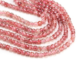 Strawberry Quartz Faceted Cube 4mm