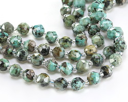 African Turquoise (A) Microfaceted Round Nugget 7x8mm