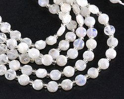 Blue Moonstone (A) Microfaceted Star Coin 6mm