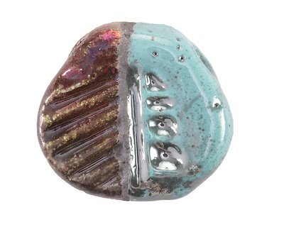 Mykonos Ceramic Raku Metallic Frosted Copper Fossil Pendant 42x37mm