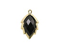 Black Obsidian Faceted Puff Leaf Focal w/ Gold Finish 14x22mm