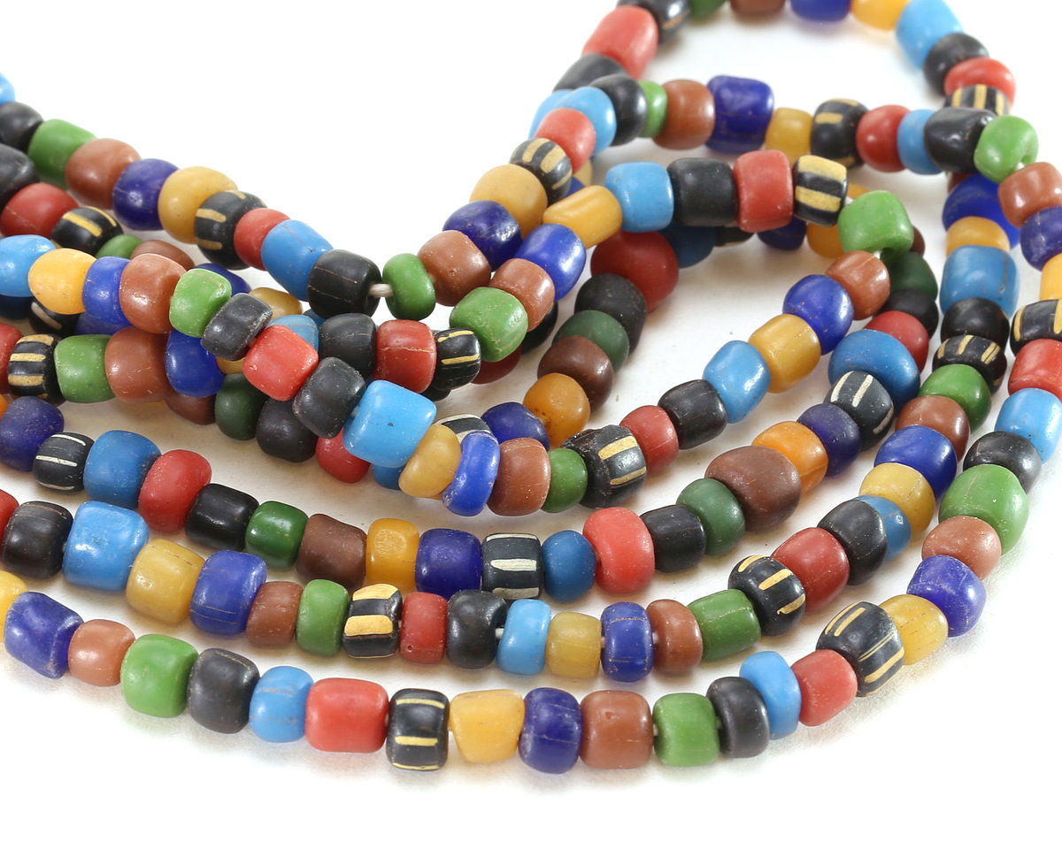 Java Glass Stripes & Solids Multi Color Mix Gooseberry Beads 2.5-6x5-6.5mm