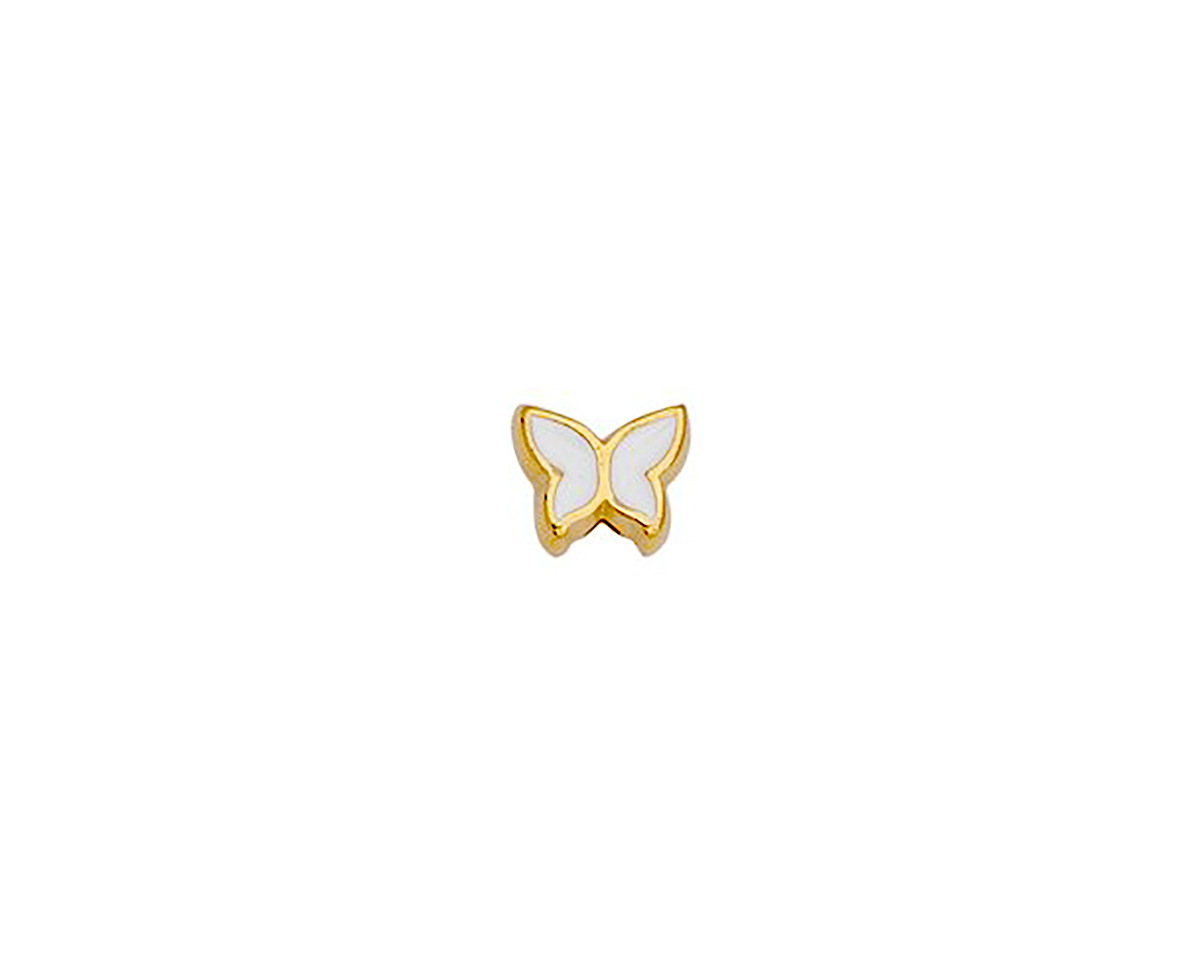 24K Gold (plated) White Enamel Butterfly Bead 7x9mm