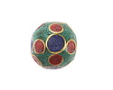 Nepalese Turquoise, Lapis & Coral Dots Round Bead 21-22mm