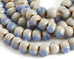 Sky Blue Crackle Porcelain Tumbled Rondelle 8x10mm