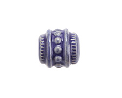 Golem Studio Blue Circles & Notches Ceramic Barrel Bead 13-14x14mm