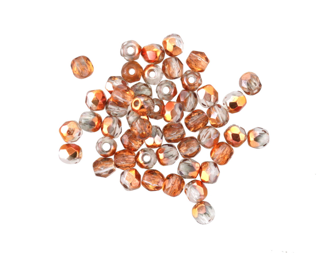 Czech Glass Crystal w/ Copper AB Fire Polished Round 3mm
