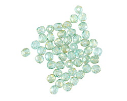 Czech Glass Aquamarine w/ Gold Flecks Fire Polished Round 3mm