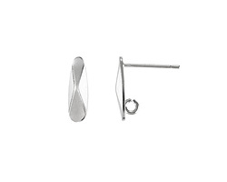 Silver (plated) Diamond Drop Earring w/ Loop, Stainless Steel Post 12mm