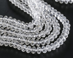Rock Crystal Quartz Microfaceted Rondelle 4x6mm
