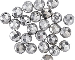 Czech Glass Antique Silver Fire Polished Round 8mm