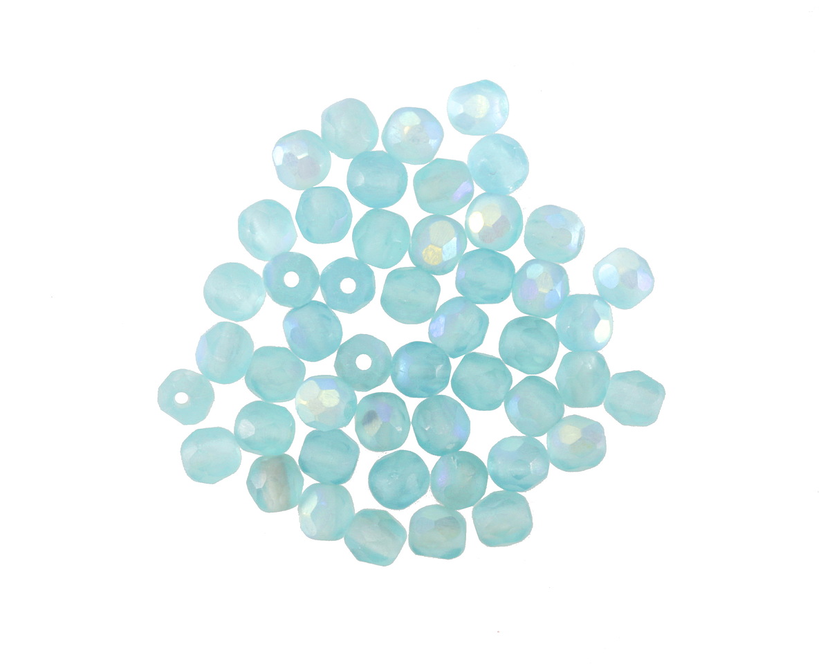 Czech Glass Matte Aquamarine AB Fire Polished Round 3mm