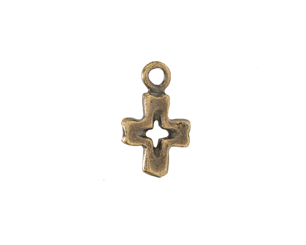Mykonos Antique Brass (plated) Openwork Cross Focal 11x18mm