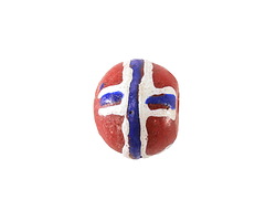 African Powder Glass Red w/ Blue & White Banding King Bead 11-13mm