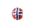 African Powder Glass Red w/ Blue & White Banding King Bead 11-13mm
