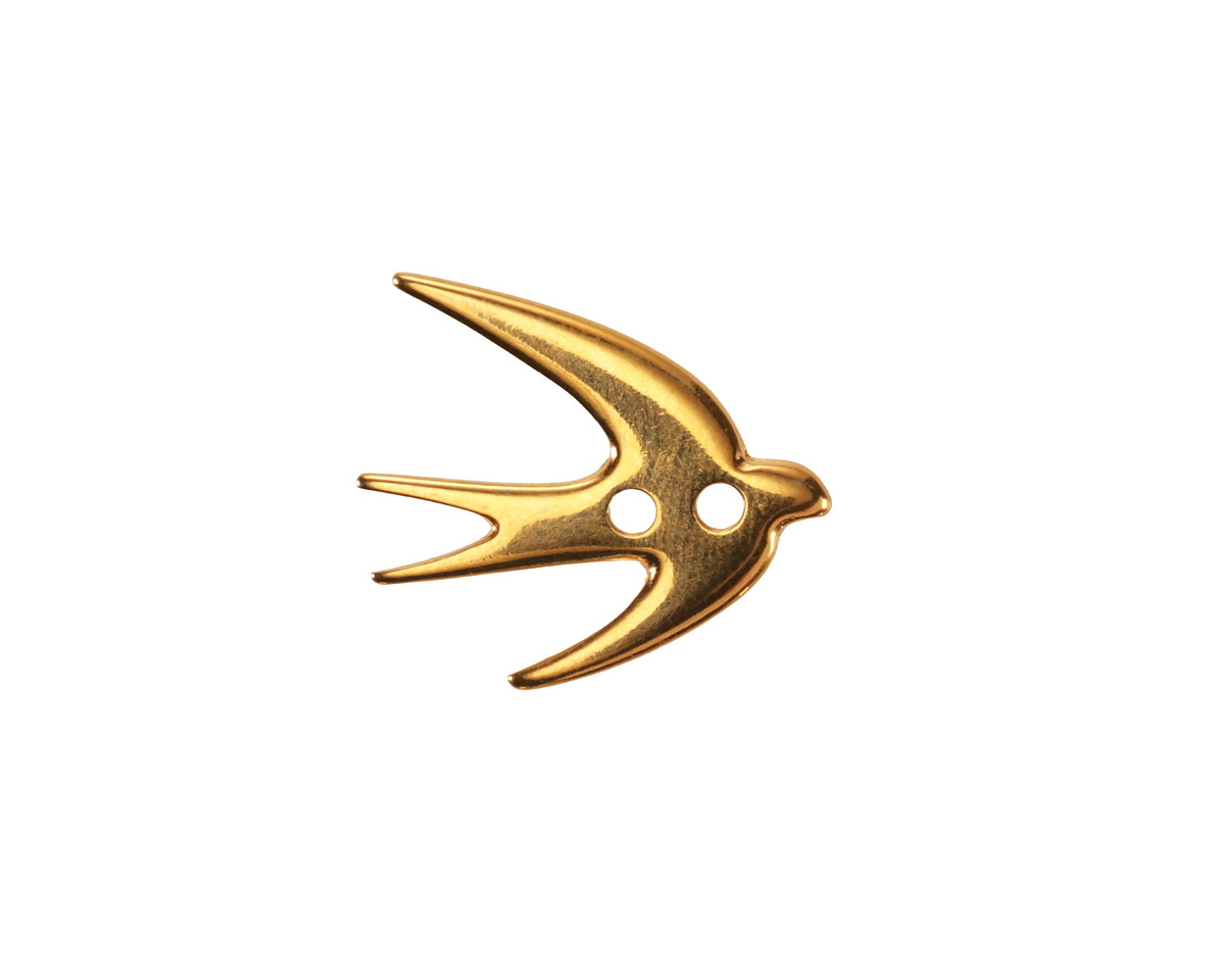 24K Gold (plated) Swallow Button 13.5x11mm