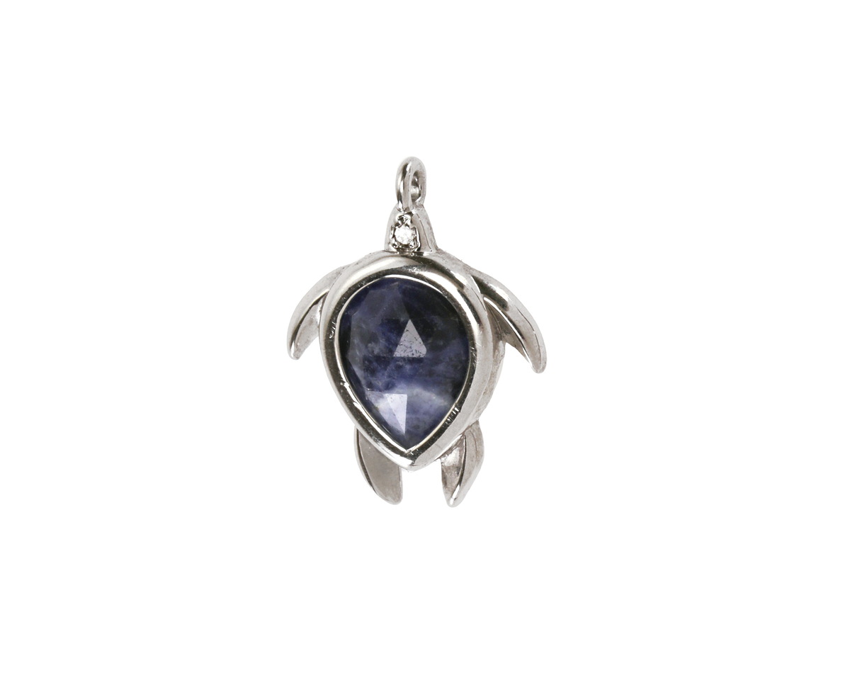 Sodalite w/ Silver Finish Sea Turtle Focal 15x19mm