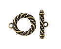 Antique Brass (plated) Twisted Rope Toggle Clasp 20x17mm, 21mm Bar