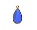 24K Gold (Plated) Transparent Cobalt Blue Resin Drop Focal 13x23mm