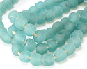 African Recycled Glass Island Blue Tumbled Round 15-18mm