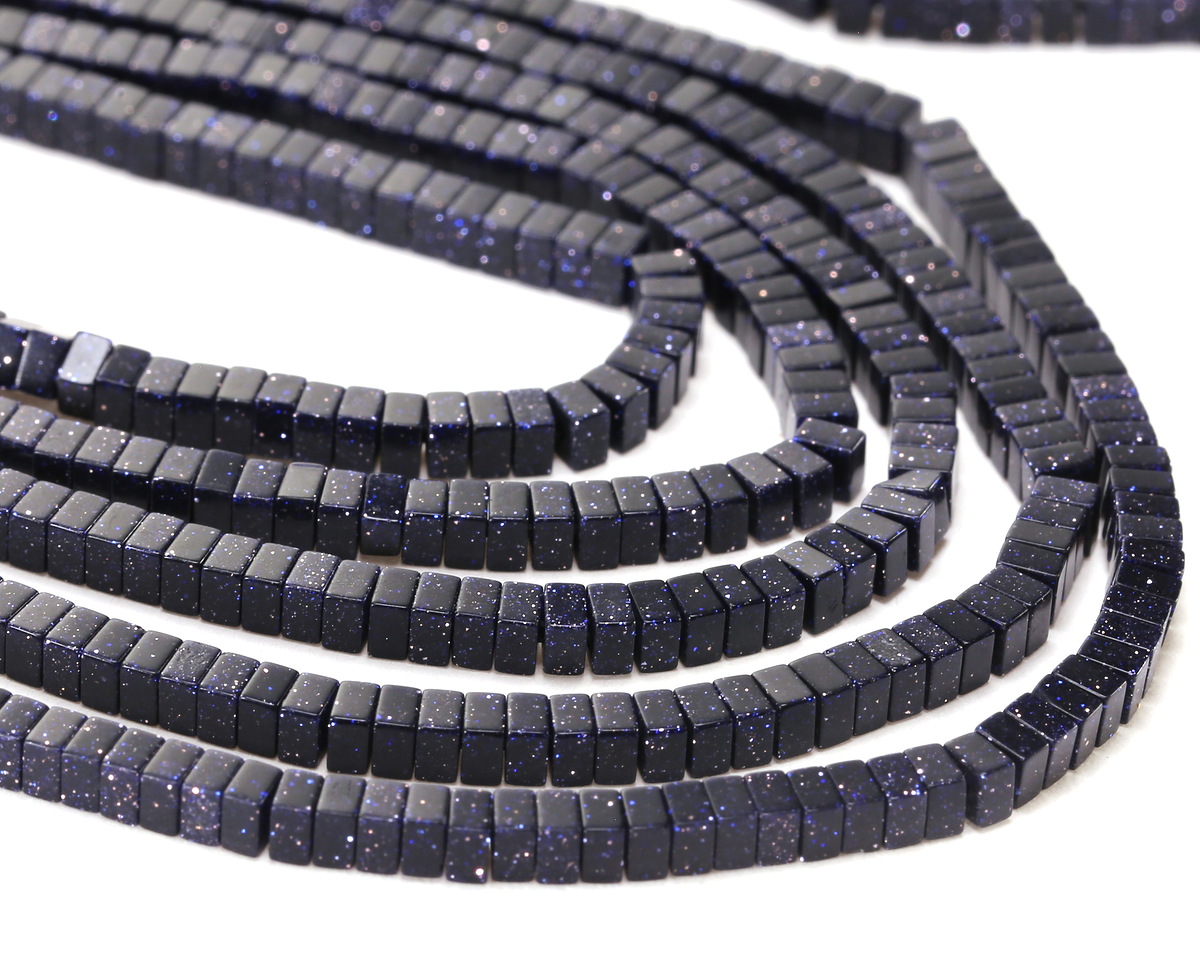 Blue Goldstone Squaredelle 2x3mm