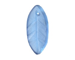 Aquamarine Java Recycled Glass Leaf Focal 28-35x14-17mm