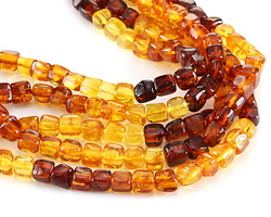 Amber Ombré Tumbled Cube 7mm