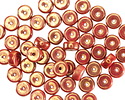Czech Glass Red w/ Gold Luster Heishi 3x6mm