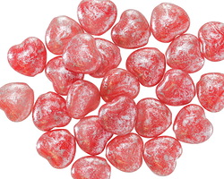 Czech Glass Desert Rose Opal w/ Silver Wash Heart 8mm