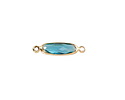 Pacific Blue Crystal Elongated Oval Link in Gold Finish Bezel 22x6mm